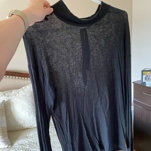 Aritzia Wilfred Sheer Black Mock Neck Shirt Size L